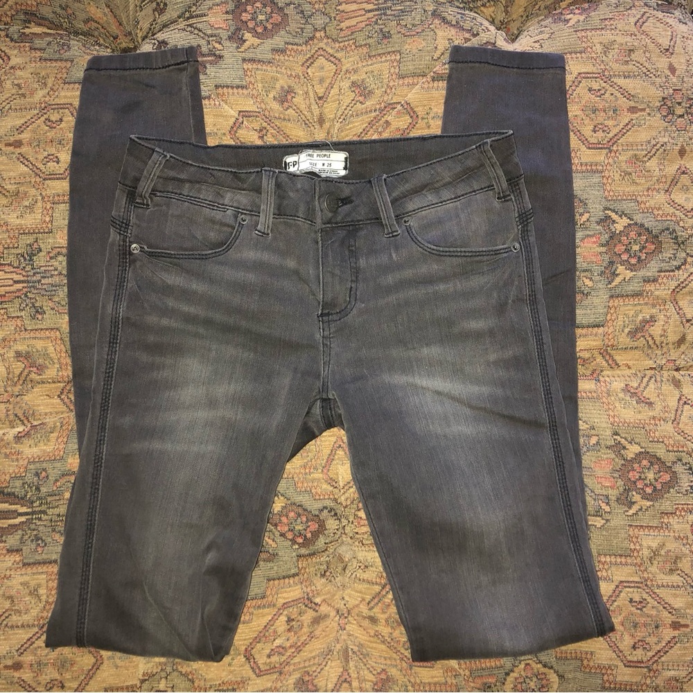 Free People Size 25/0 Gray Skinny Jeans/Jeggings Stretch Denim